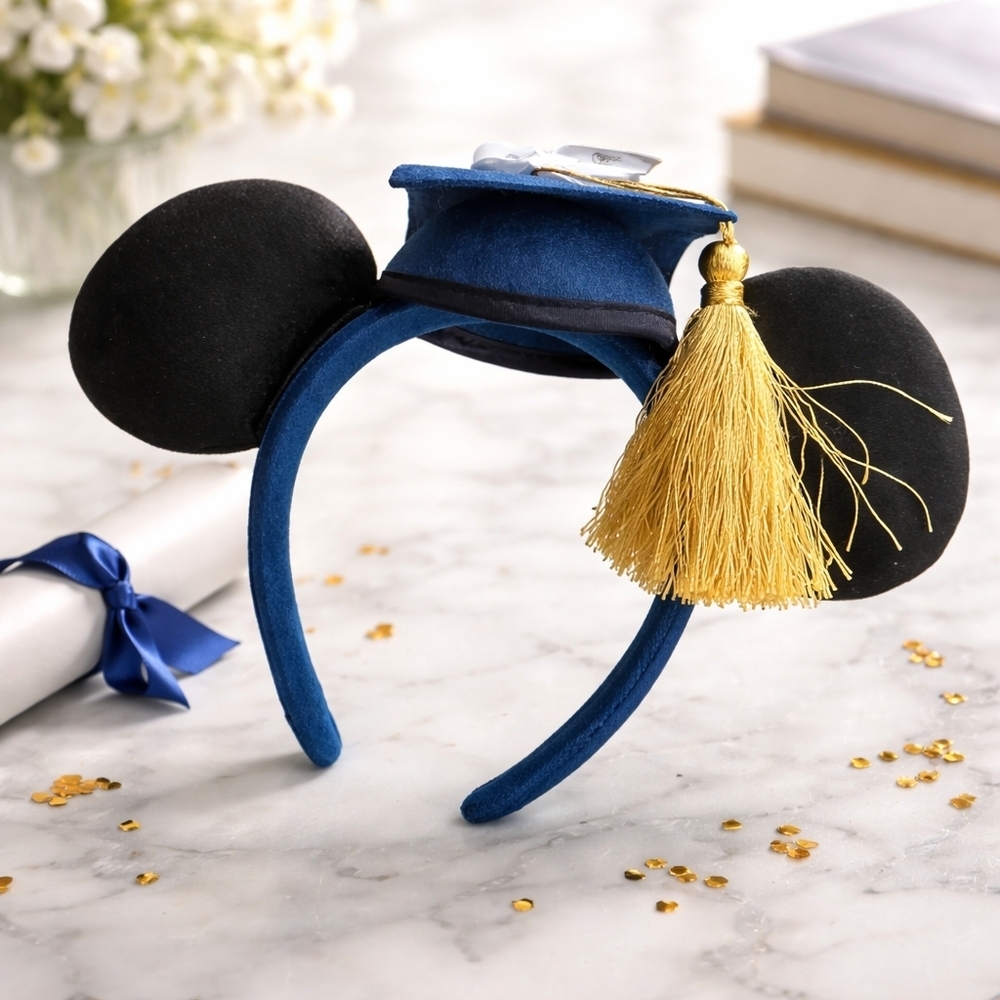 Disney Blue and Black Ears Headband with Gold Embroidery CO 2025